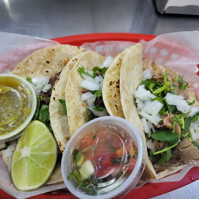 Barbacoa and Carnitas Tacos