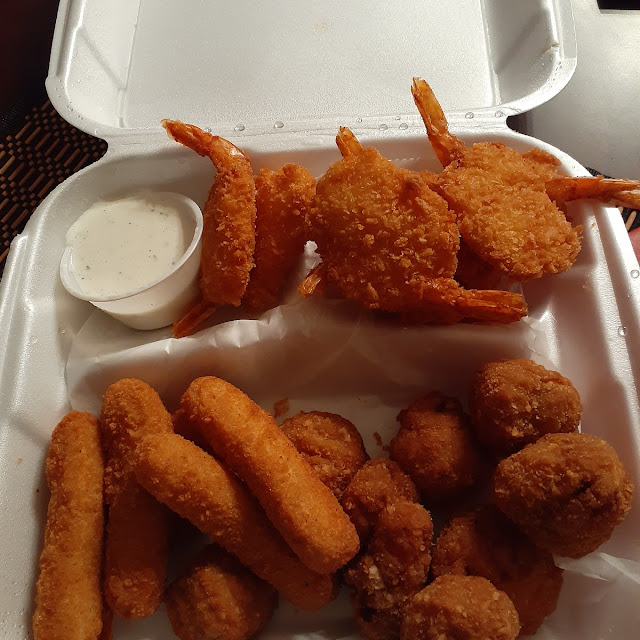 Shrimp and Fries and Fried Pickles