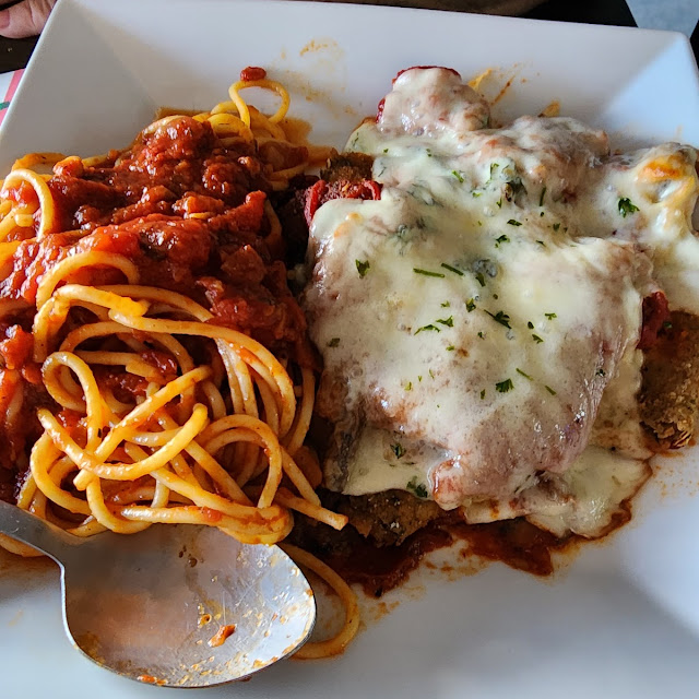 Eggplant Parmigiana with Spaghetti