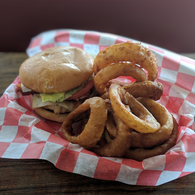 Grilled Chicken Club Sandwich and Onion Rings