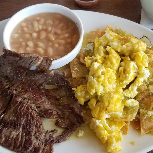 Green Chilaquiles Frijoles De La Olla with Steak