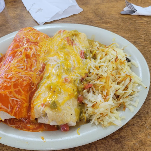 Two Smothered Breakfast Burritos
