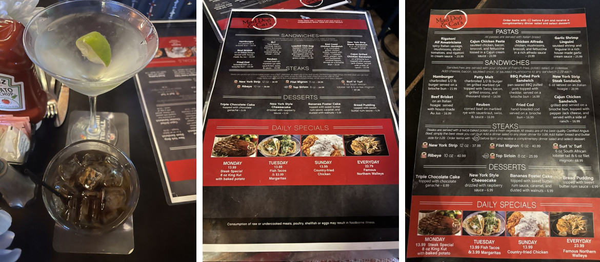 Mad Dog and Cat’s Steak, Seafood, and Spirits