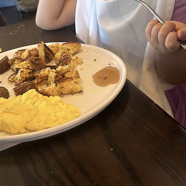 French Toast Scrambled Eggs and Sausage Patty