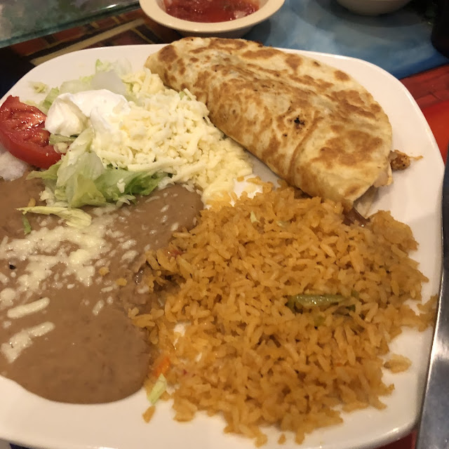 Burrito Served with Mexican Rice and Beans