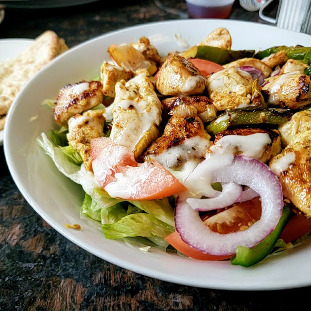 Chicken Kabob over Salad