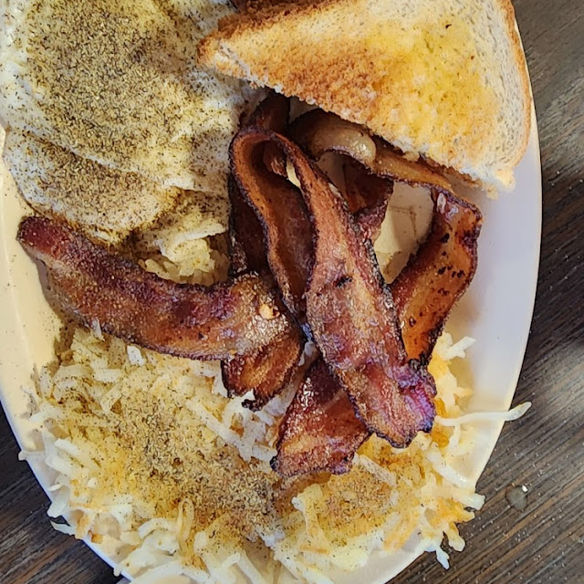 Bacon Eggs Hash Browns with Toast