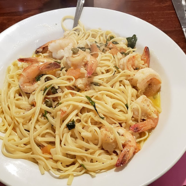 Shrimp Scampi over Linguini