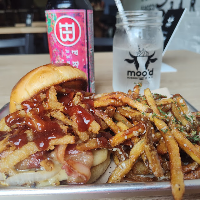 BBQ Onion Burger and Fries