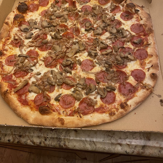 Large Pepperoni Mushrooms and Sausage Pizza