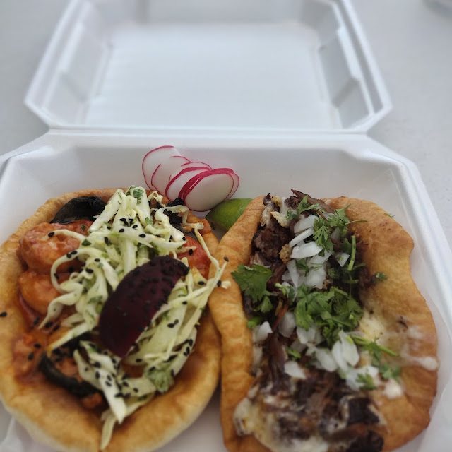 Chilaco and Carne Asada on Indian Fry Bread