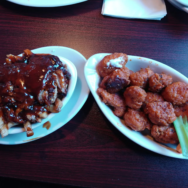 Boneless Wings and BBQ Poutine Fries