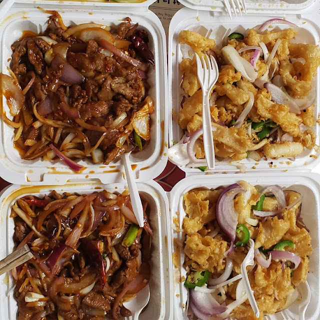 Mongolian Beef and Salt & Pepper Calamari