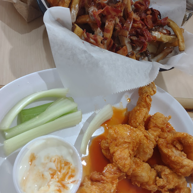 Bacon Cheddar Fries and Mild Boneless Bites