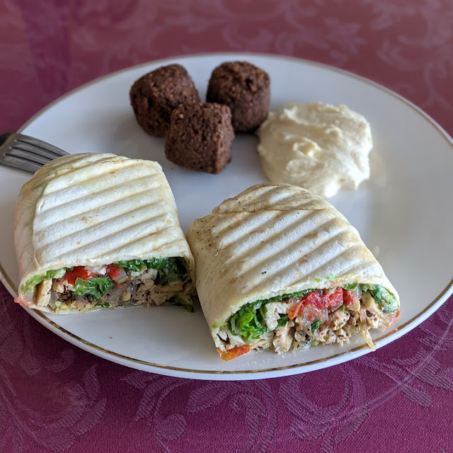 Santa Fe Chicken Wrap w Hummus and Falafel