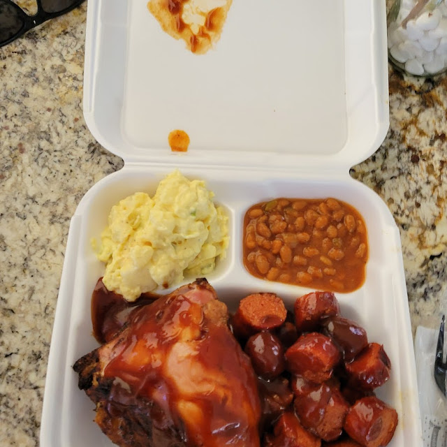 2 Way Chicken and Links w Potatoe Salad and Baked Beans