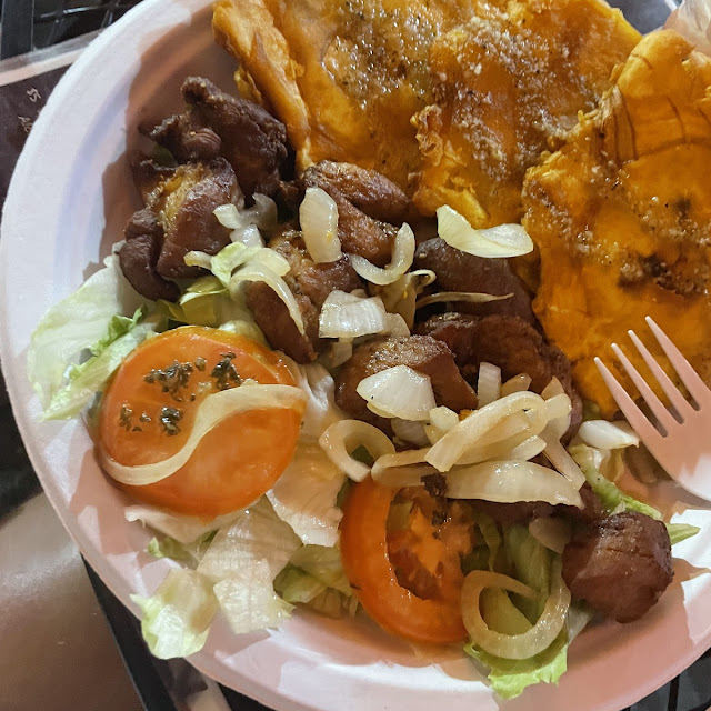 Fried Pork with Tostones and Salad