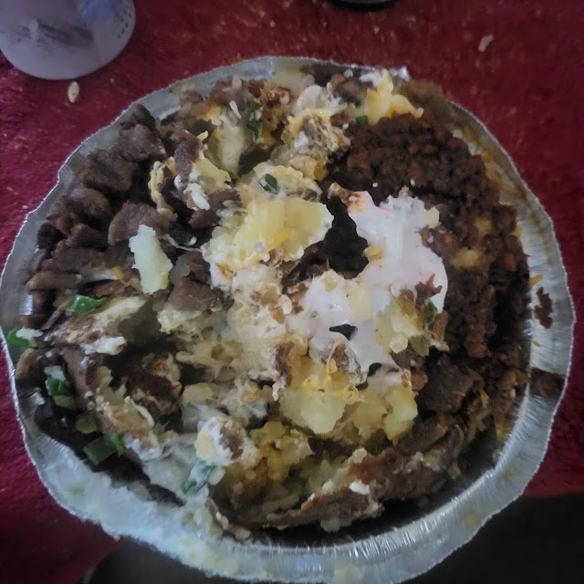 Baked Potato with Chorizo and Carne Asada
