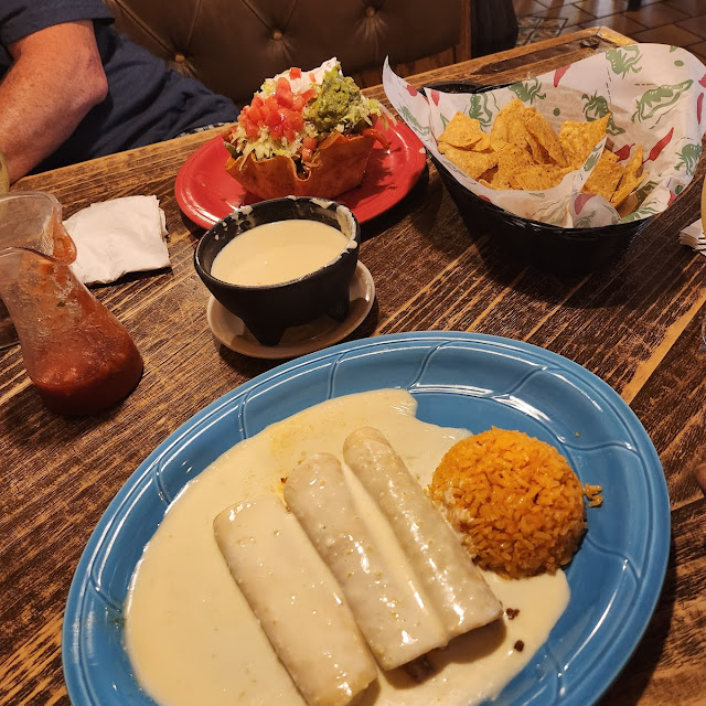 One Bean Burrito One Cheese Enchilada and Rice