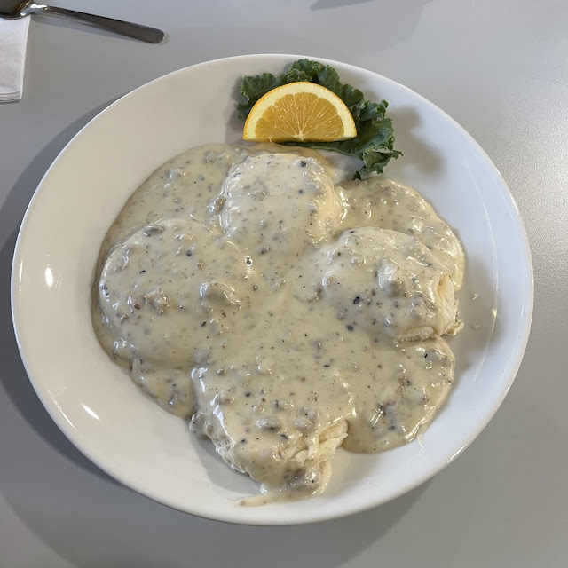 Sausage Gravy on Buttermilk Biscuits