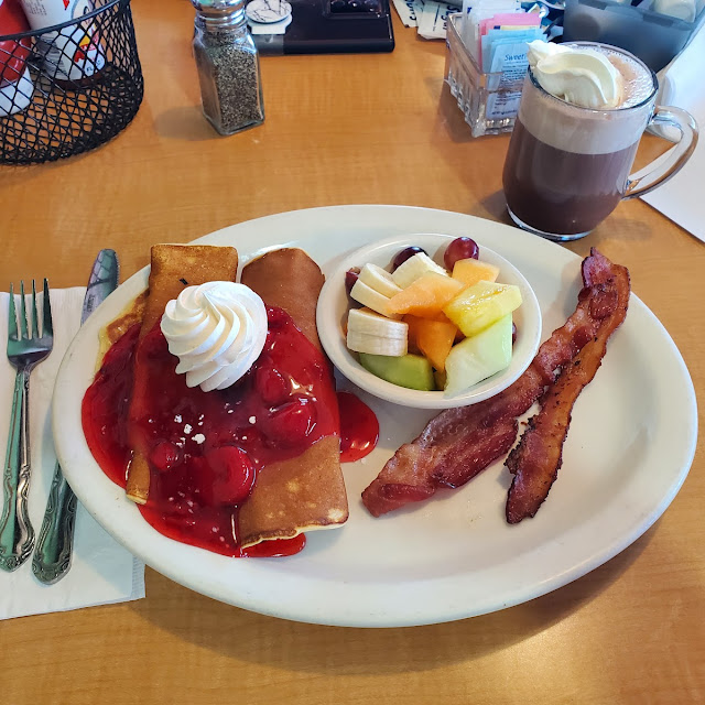 Fruit on Hashbrowns and Toast