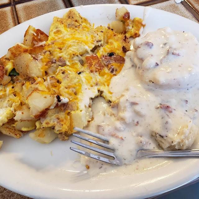 Biscuits and Gravy with Hash Scrambled Eggs