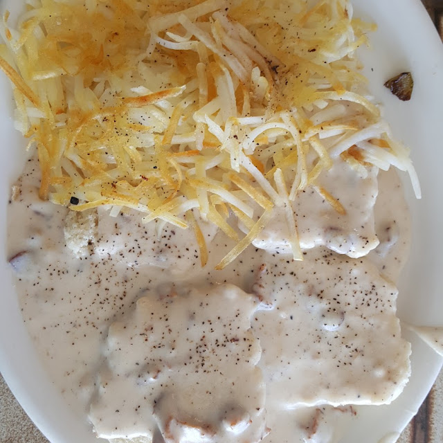 Biscuits and Gravy with Hash Browns