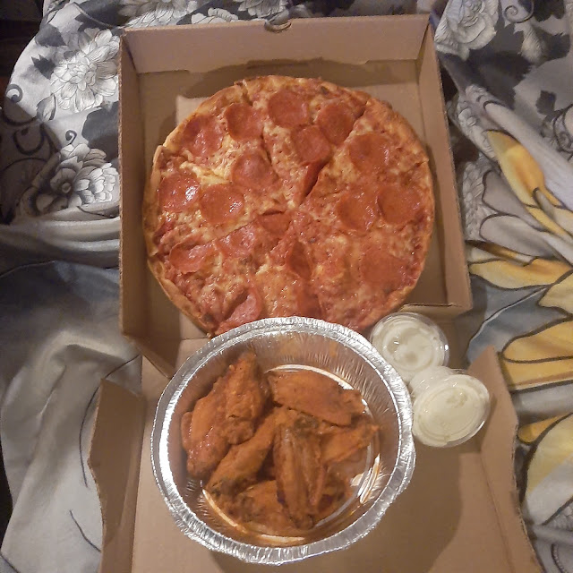 Small Pepperoni Pizza and SM Order of Hot Wings