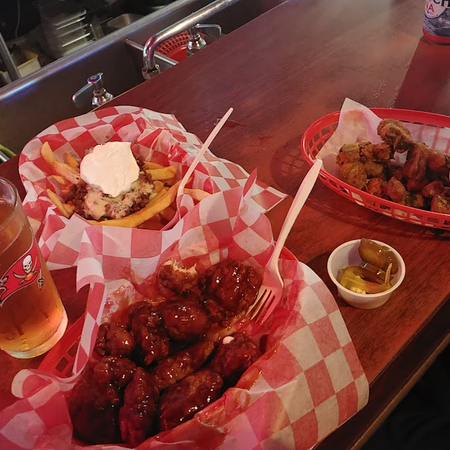Layered Fries Boneless Wings Fried Okra