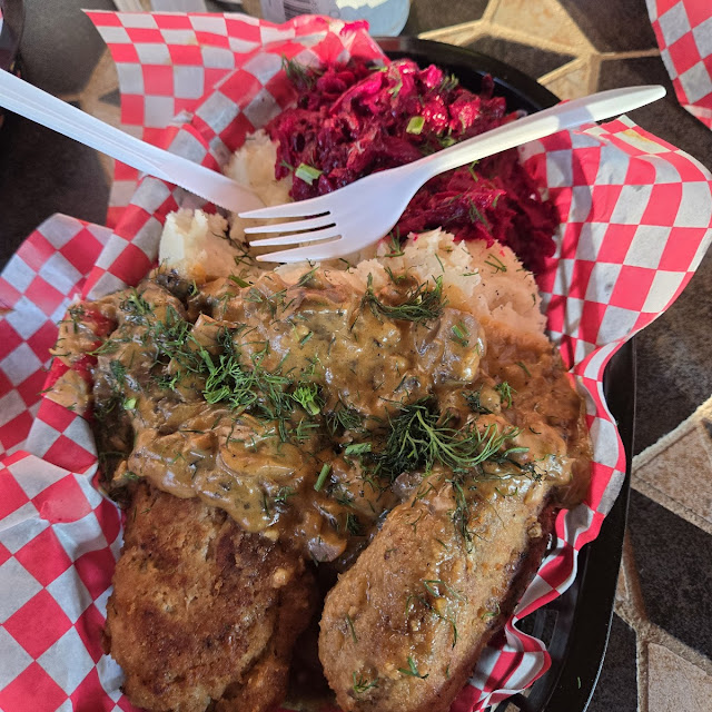 Weekly Special Pork with Mash Potatoes and Beetroot Salad