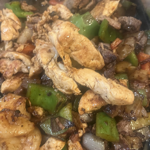 Mixed Meats and Shrimp Fajitas
