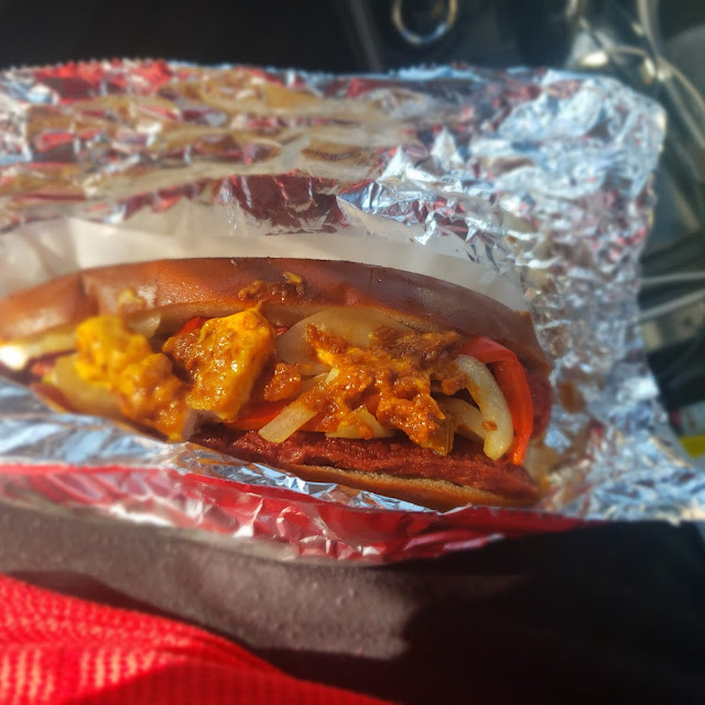 Red Hot Sausage with Onion and Peppers