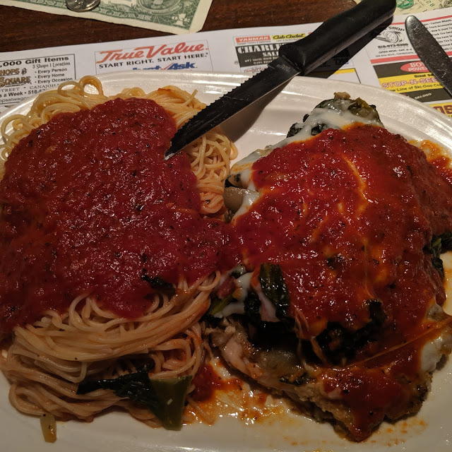 Chicken Parmesan Topped with Greens
