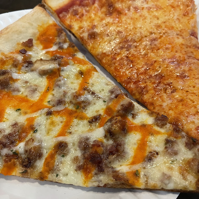 Pizza Slice and Buffalo Chicken Pizza