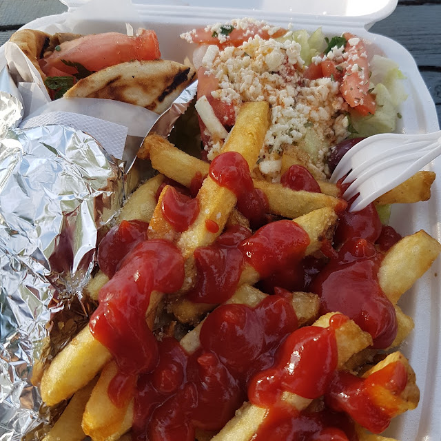 Gyro Fries and a Greek Salad