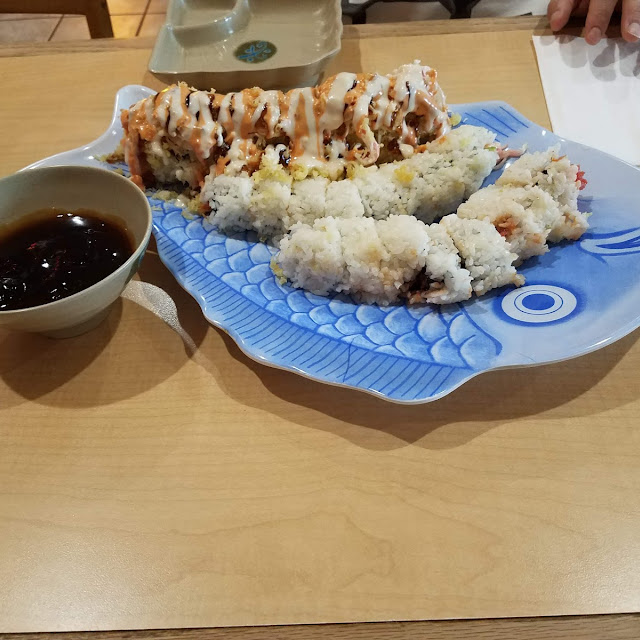 Spicy California Roll with Warm Teriyaki Sauce