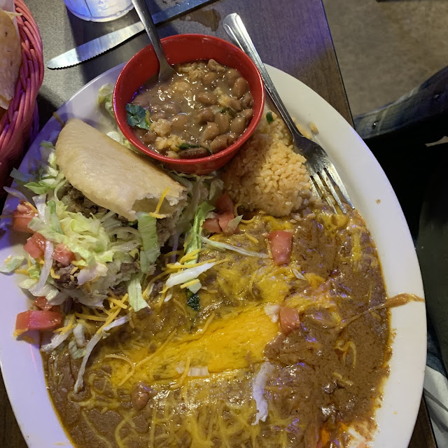 Enchilada Plate with Puffy Tacos
