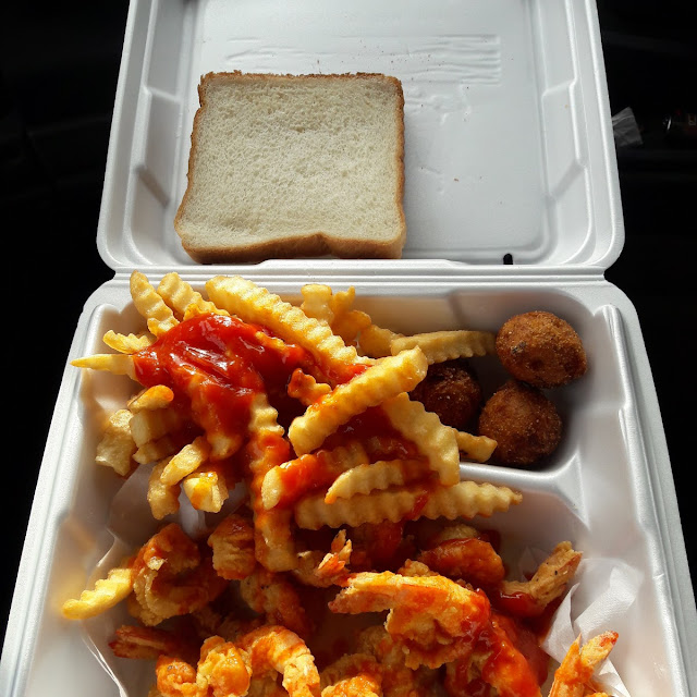 Butterfly Shrimp Fries and Hushpuppies