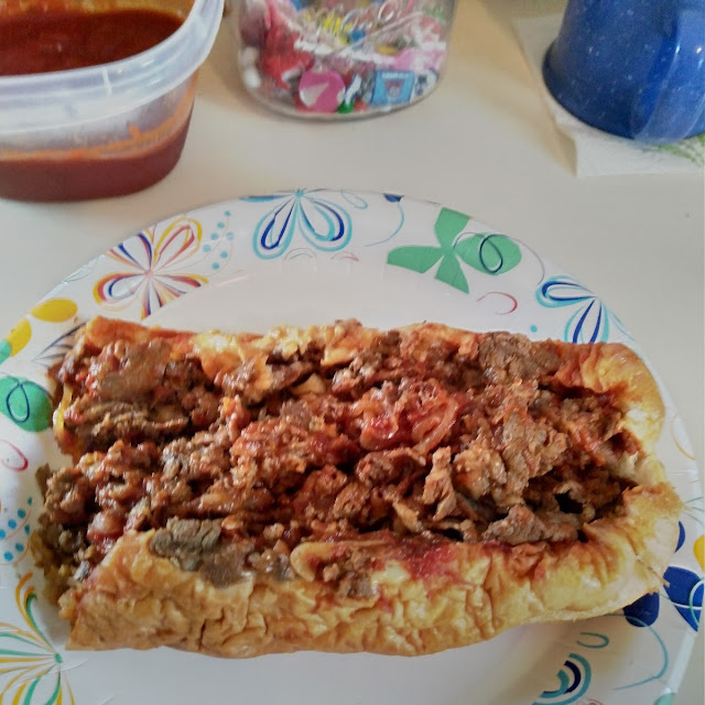 Cheese Steak with Fried Onions and Sauce