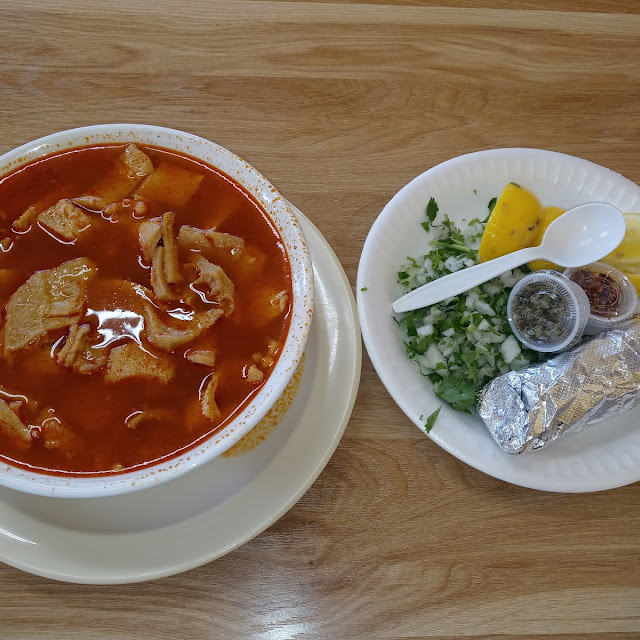 Lengua Taco and Menudo Soup