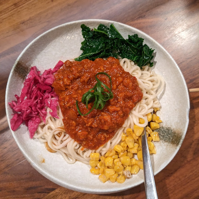 Spicy Pork Paste over Noodles