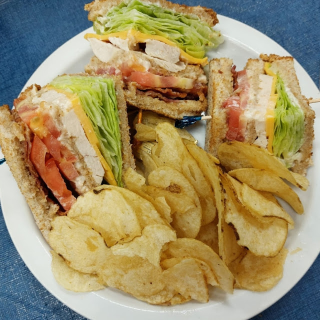 Chicken Club Sandwich and Chips