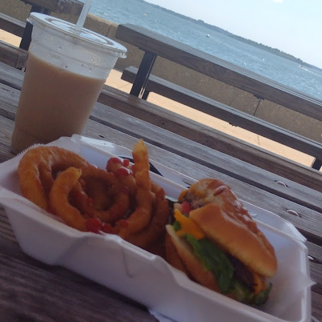 Burger and Onion Rings