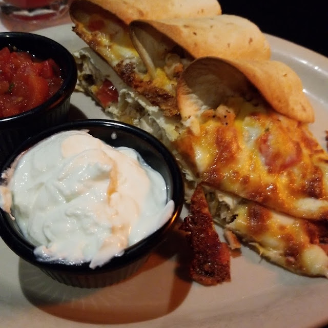 Chicken Quesadilla Sour Cream and Salsas