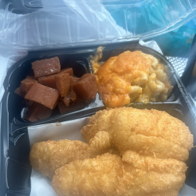 Flounder Platter w a Choice of 2 Sides Yams Mac