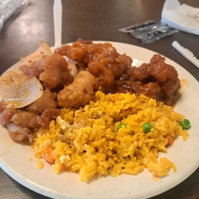 Fried Rice with Sesame Chicken and General TSO Chicken