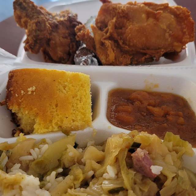 Cabbage Fried Chicken and Yams Sweet Potatoes