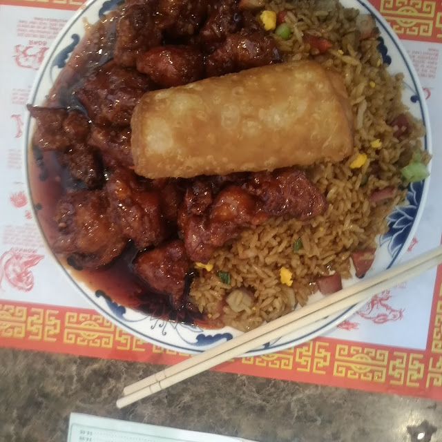 General's Jou's and Pork Fried Rice with Egg Roll