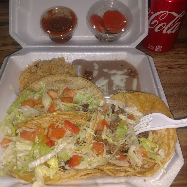 Tostada Taco Combo with Rice and Beans