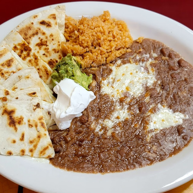 Kids Cheese Quesadilla w Rice and Beans